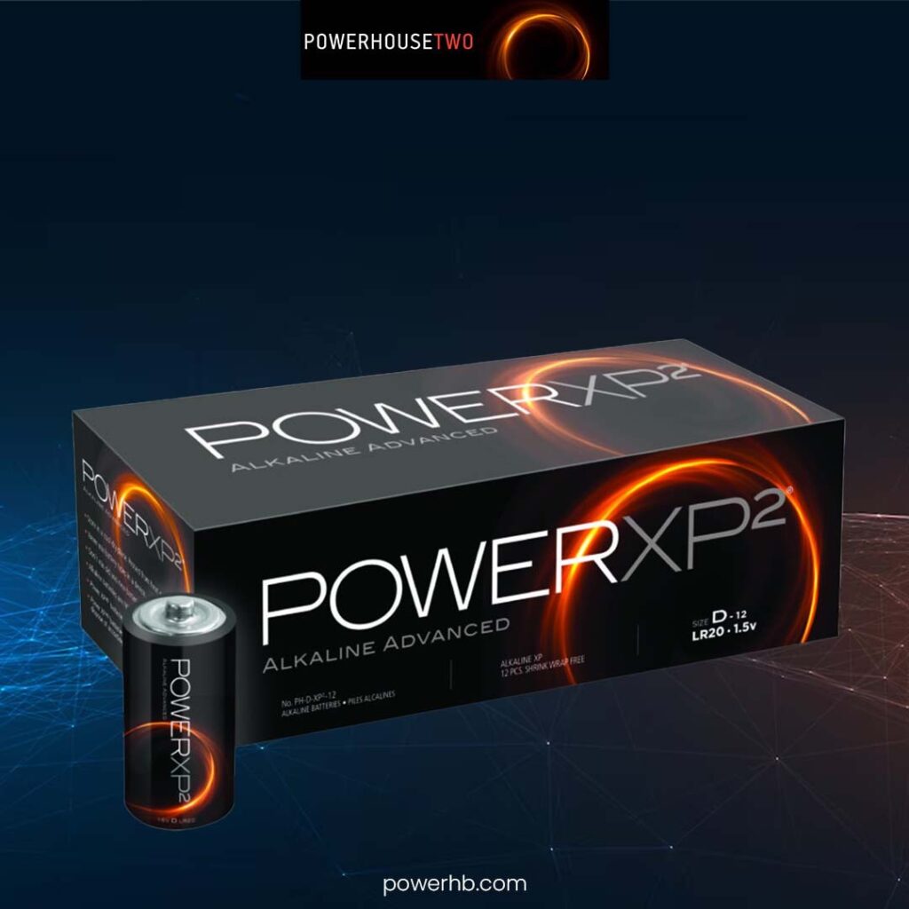 D size Power XP2 alkaline batteries